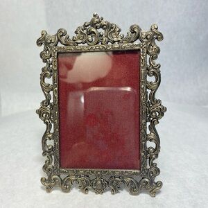 Vintage Italian Ornate Brass Frame for Photo. Made in Italy 2.25 x  3.25 In.